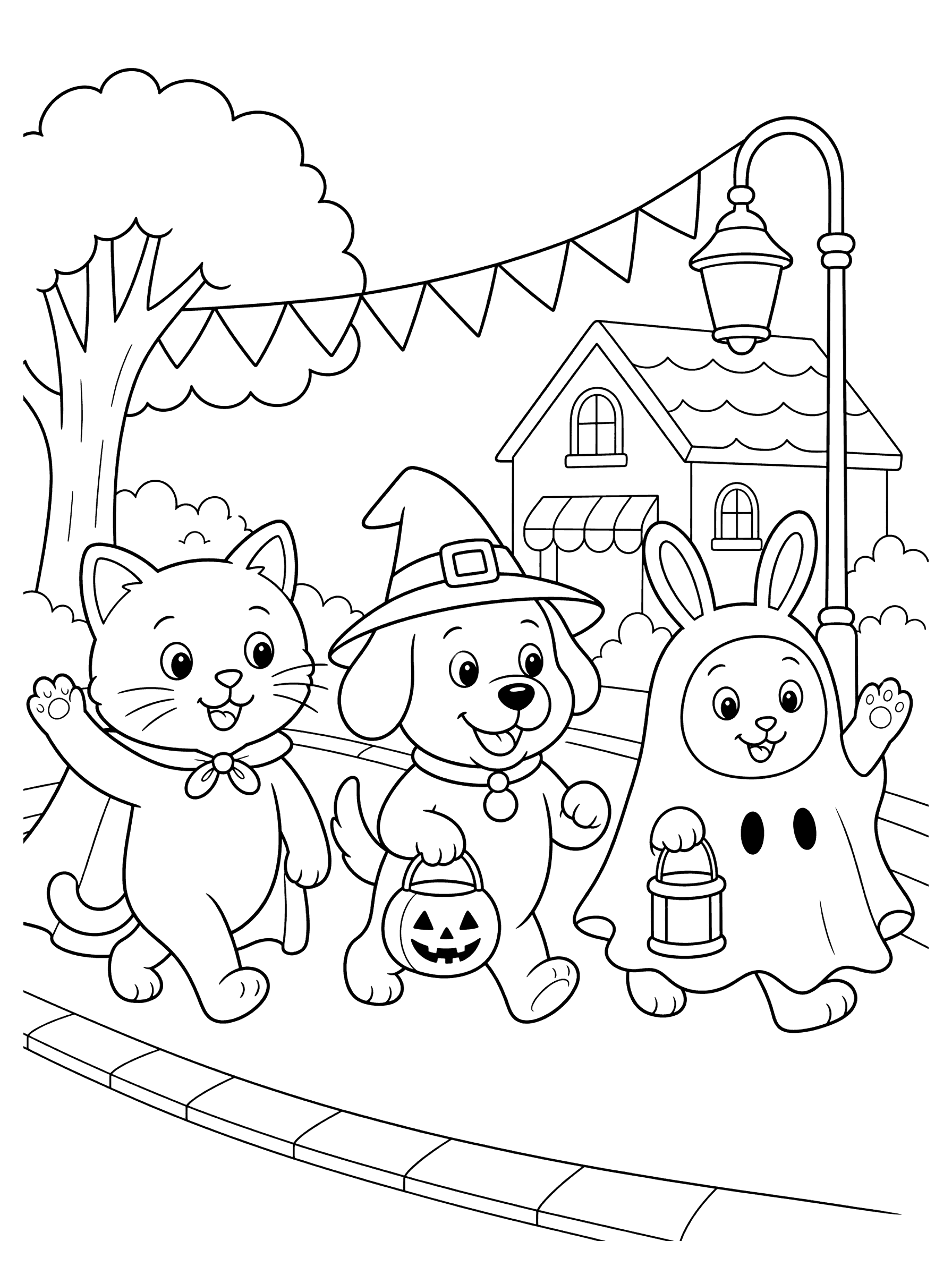 Costumed Animal Parade Coloring Page