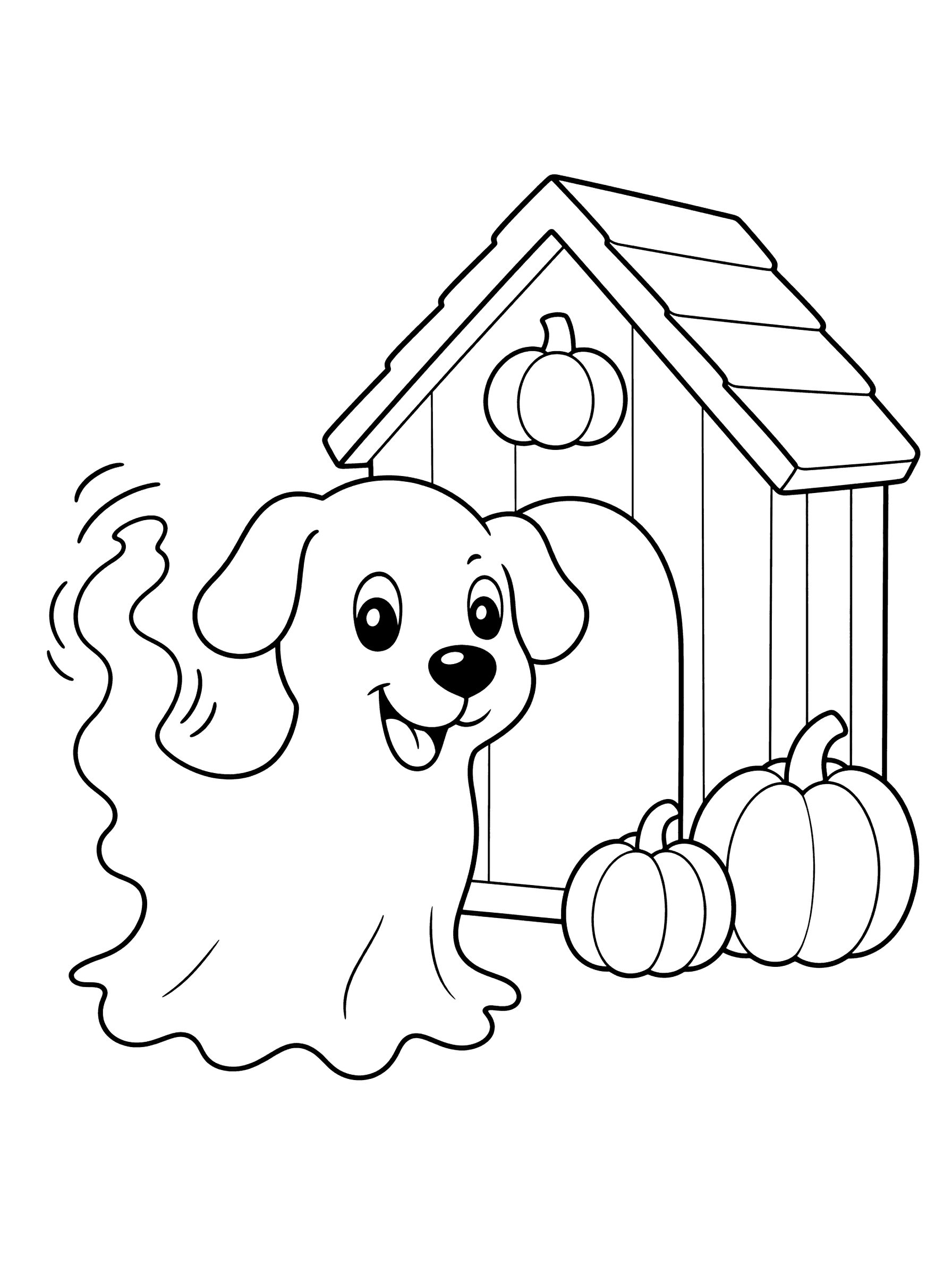 Ghost Dog Wagging Tail by Pumpkin Doghouse Coloring Page
