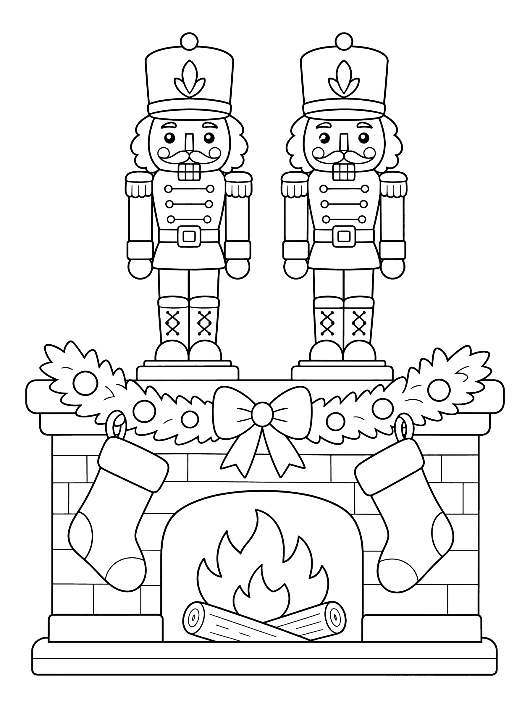 Nutcracker Soldiers On The Mantel Coloring Page