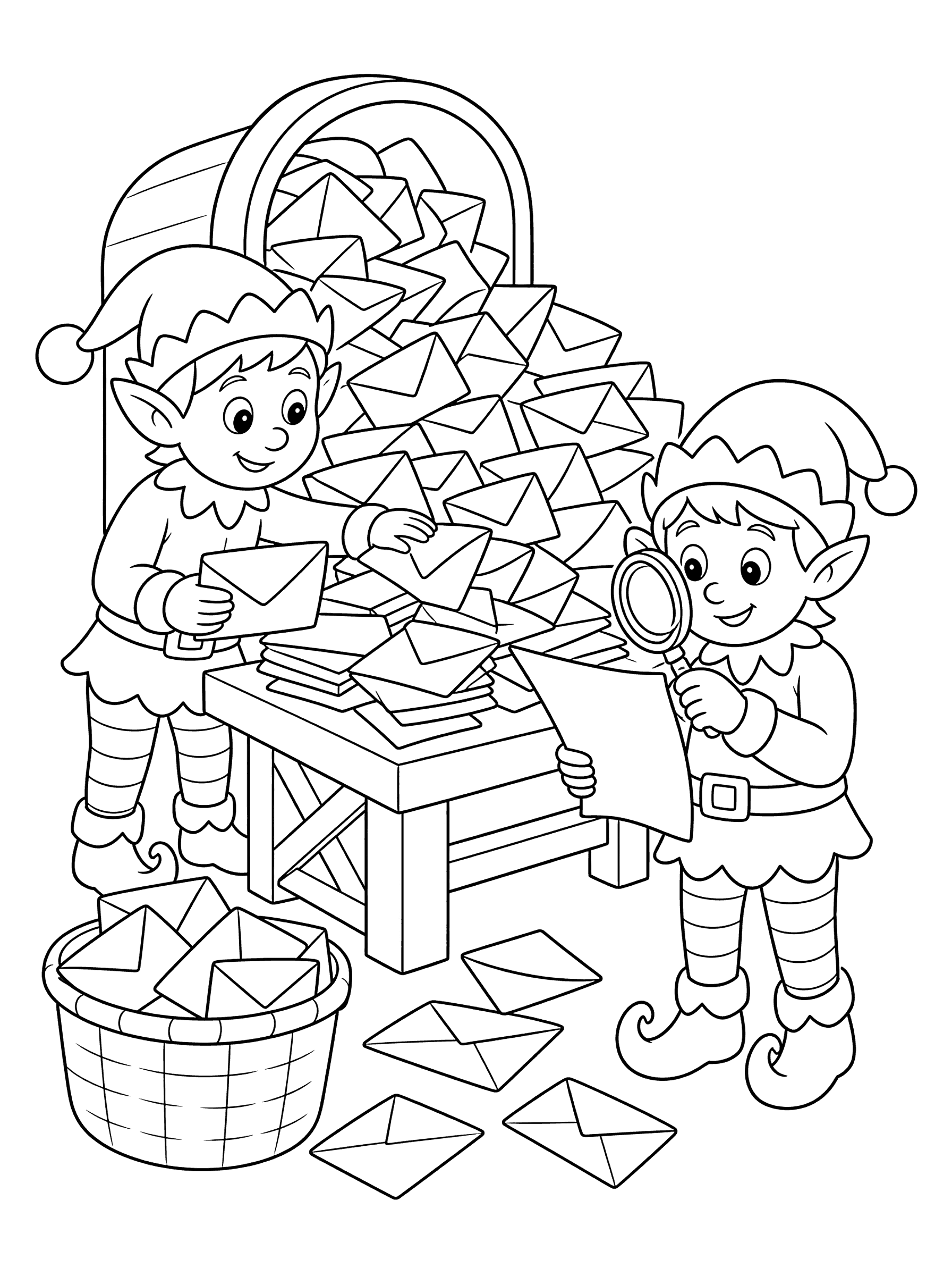 Santa's Workshop Mailroom Coloring Page