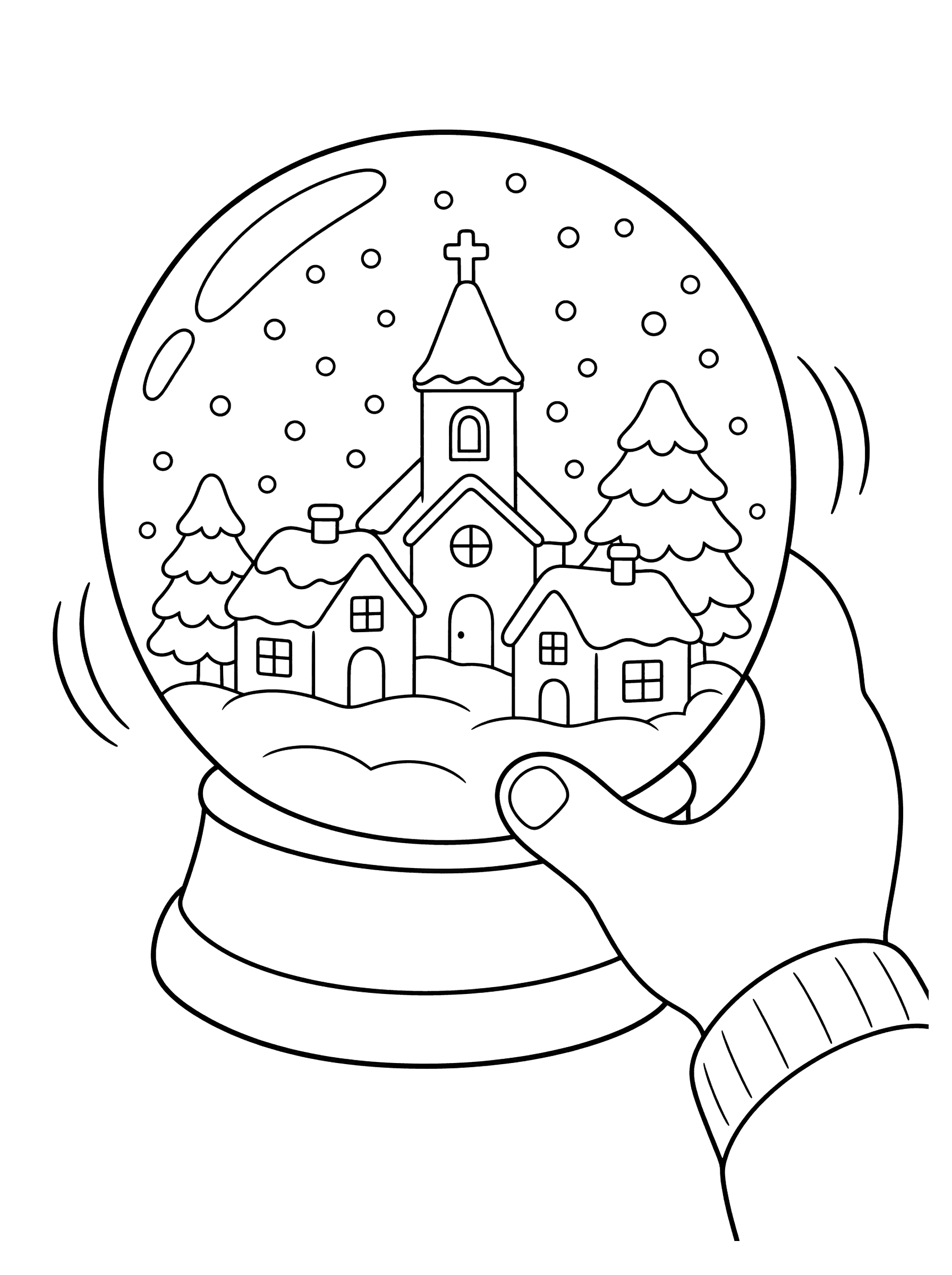 Snow Globe Village Coloring Page
