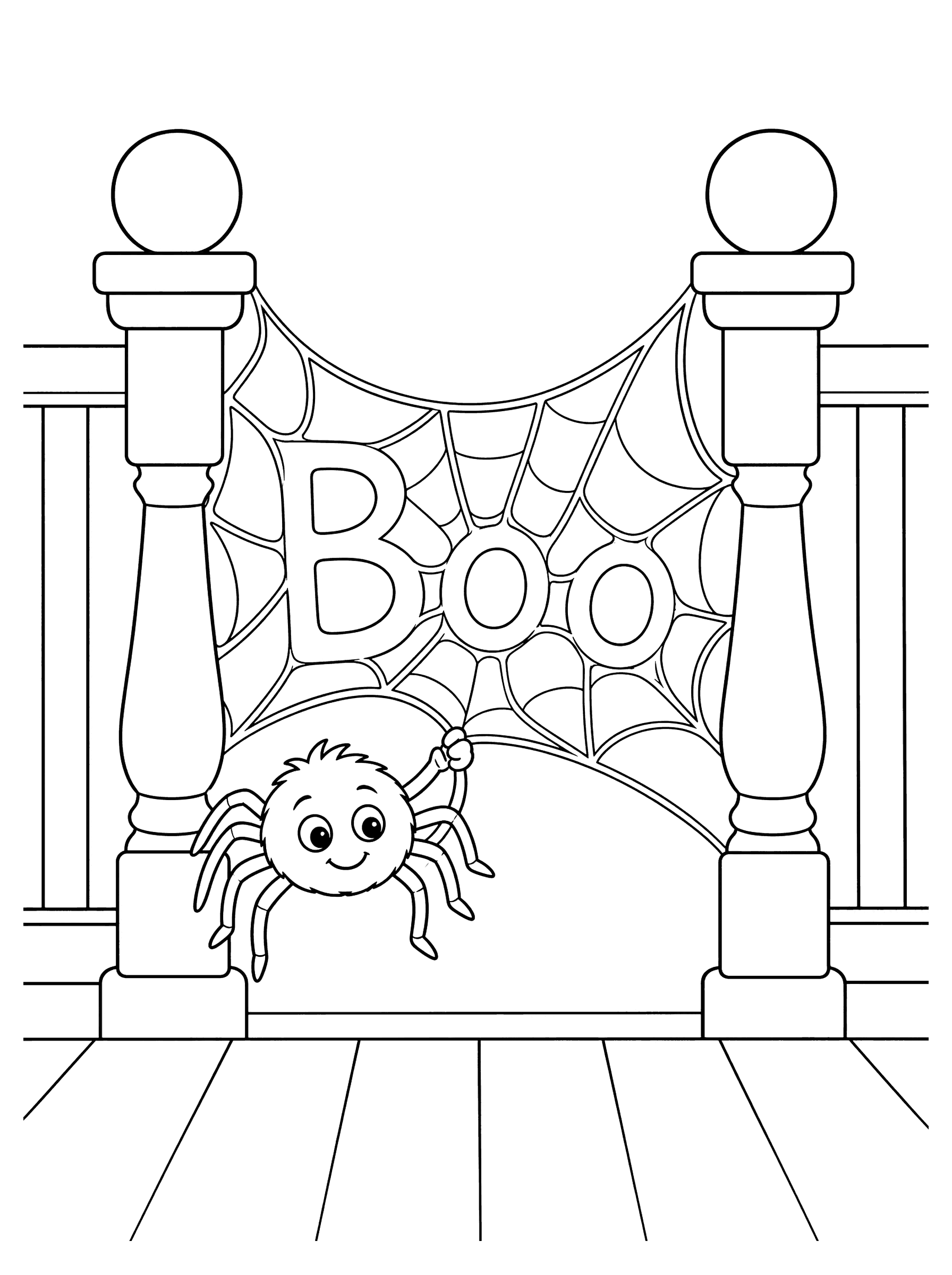 Spider Spinning a Boo Web Coloring Page
