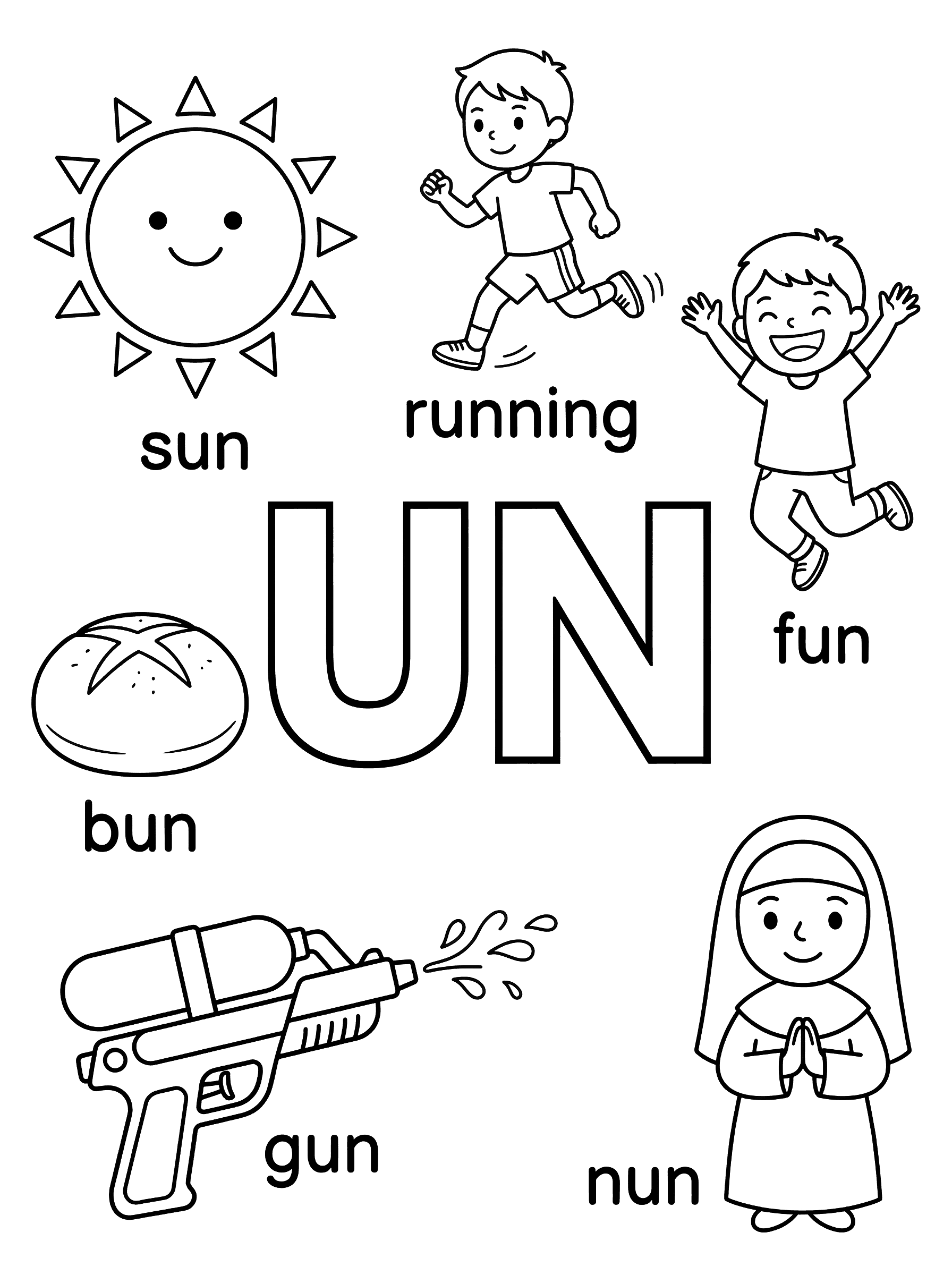 UN Word Family Learning Coloring Page