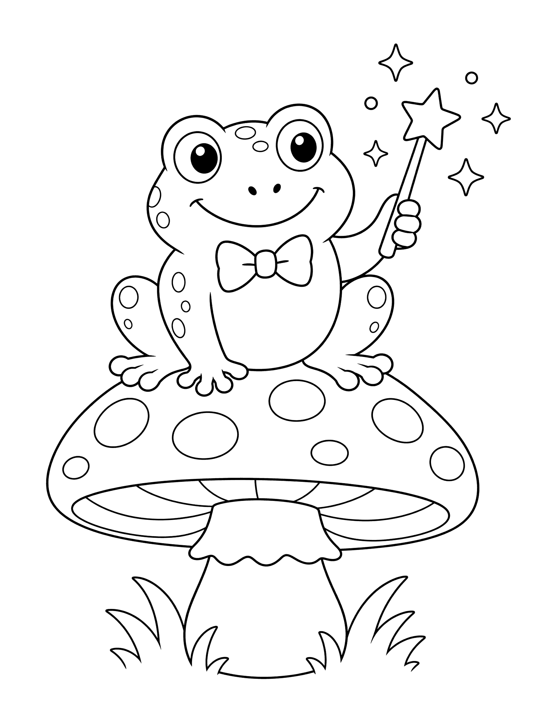 Witch's Familiar Toad With Bow Tie Coloring Page