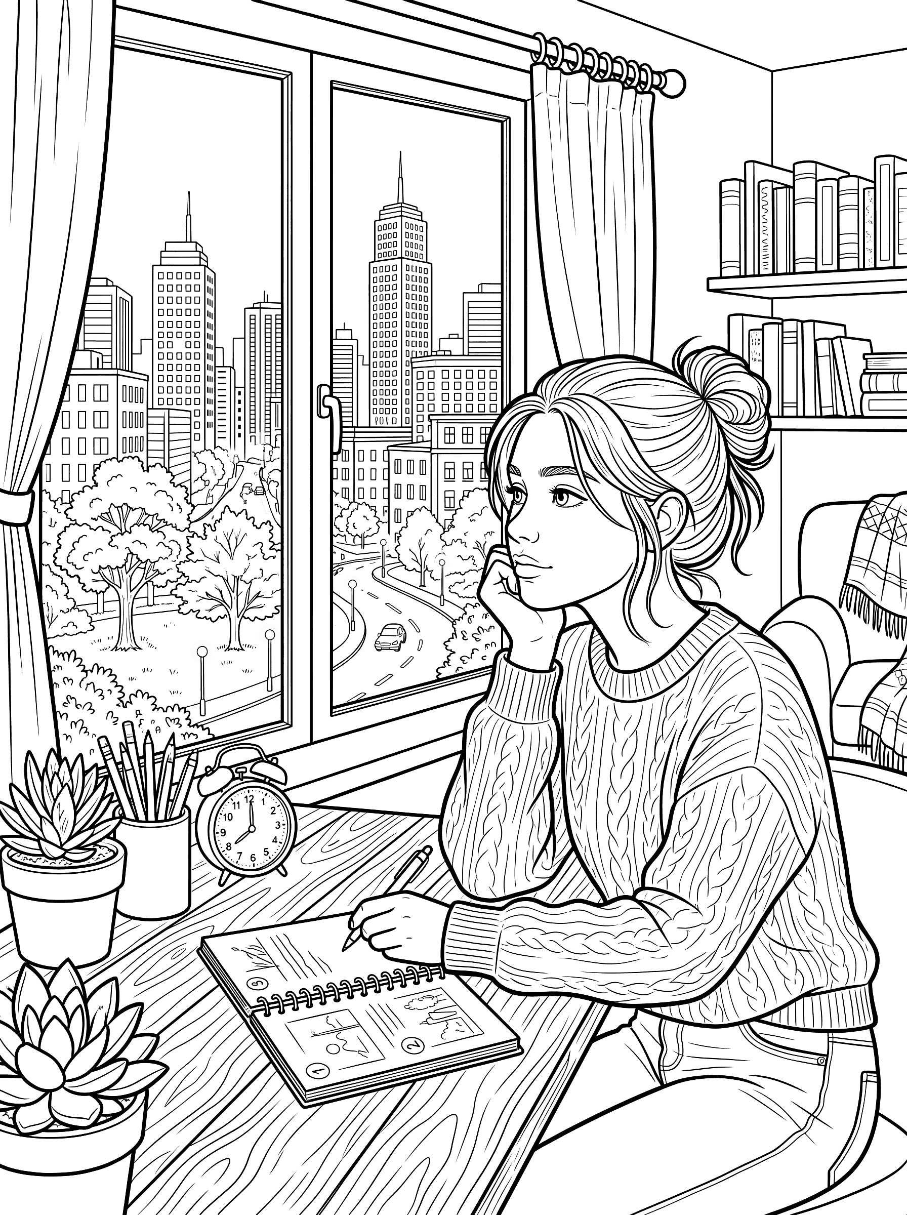 Clock Showing 8:12 PM Time Coloring Page