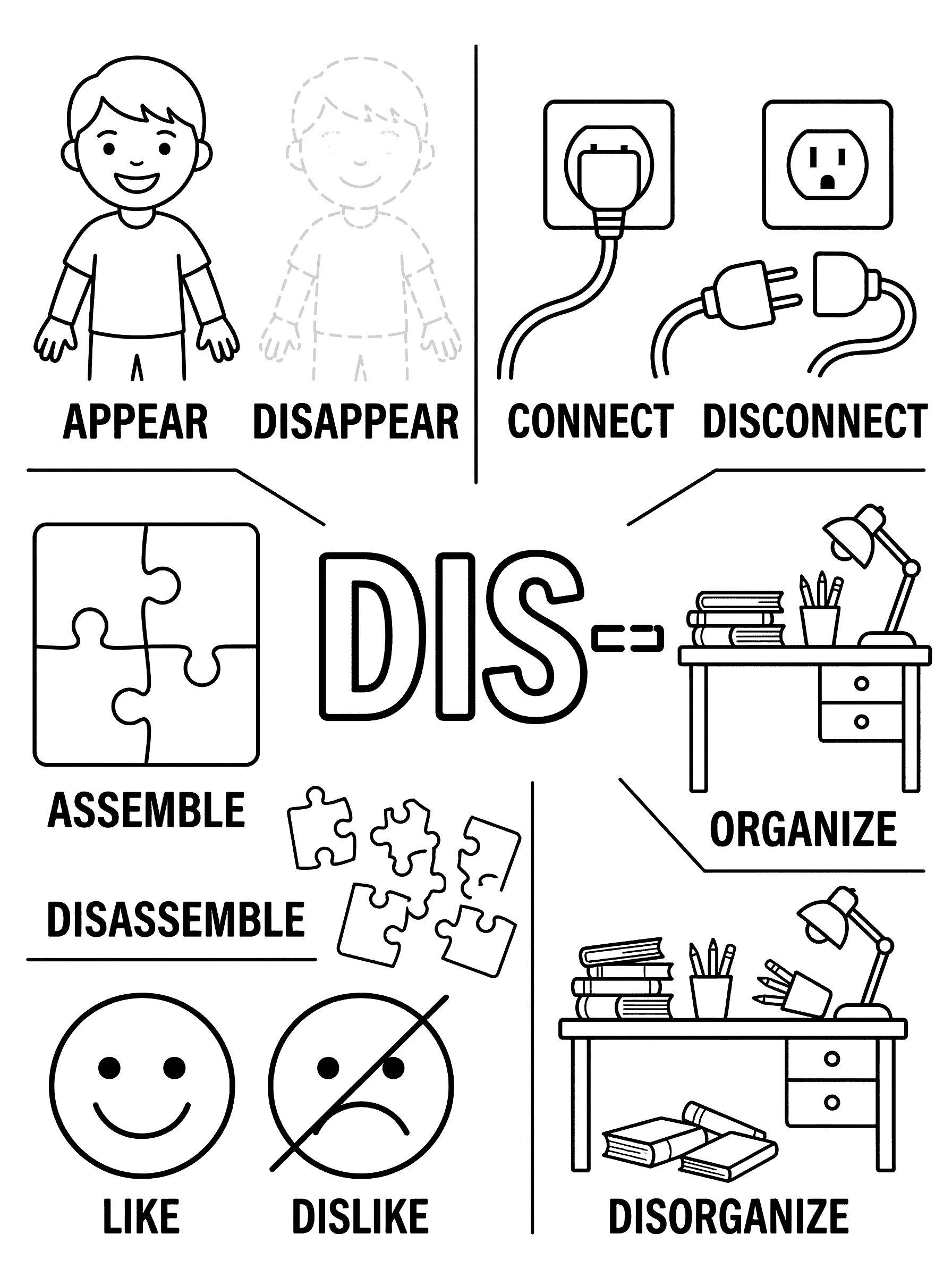 DIS Prefix Educational Learning Coloring Page