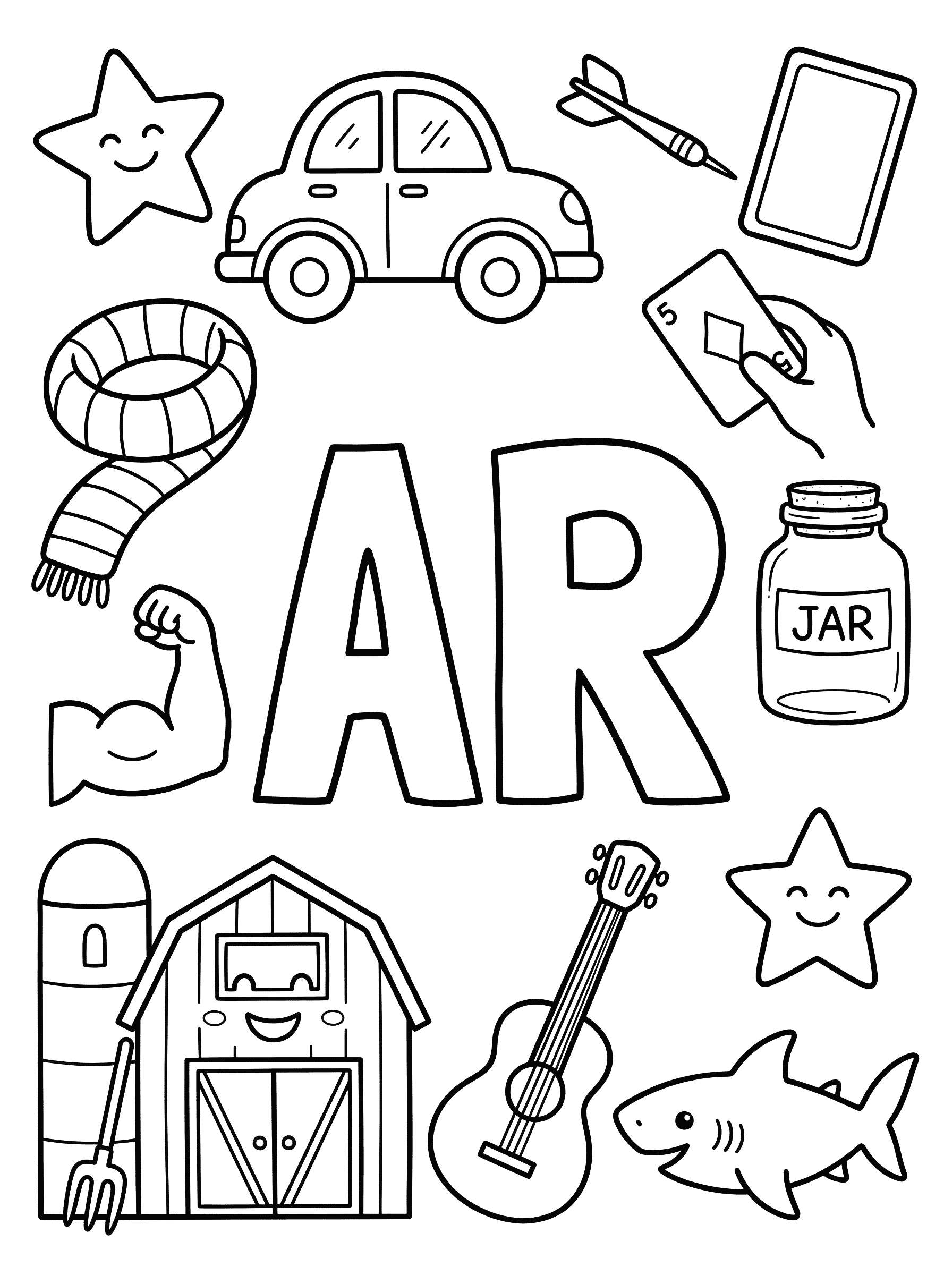 Letter AR Sound Recognition Coloring Page