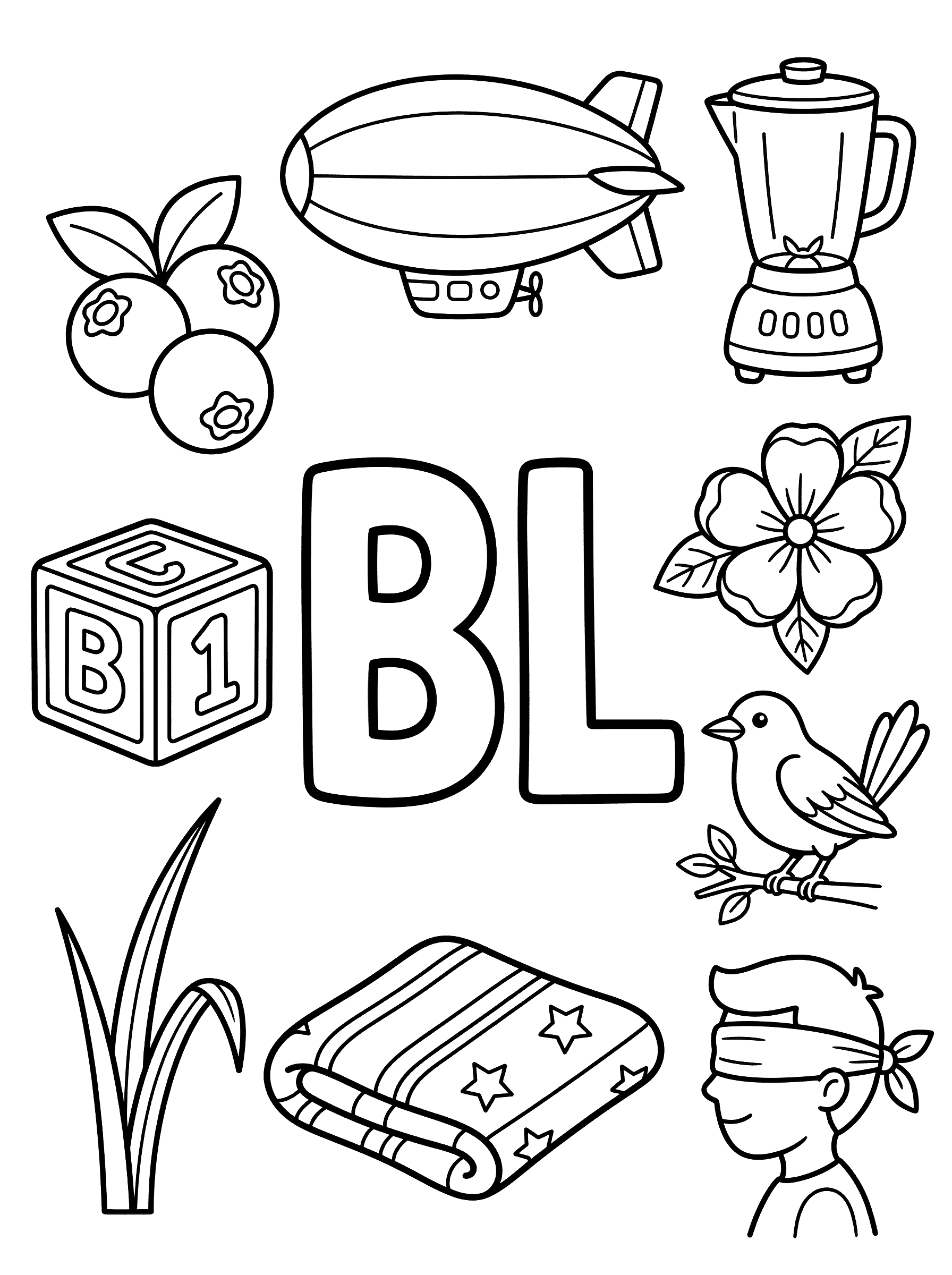 Letter BL Blend Learning Coloring Page