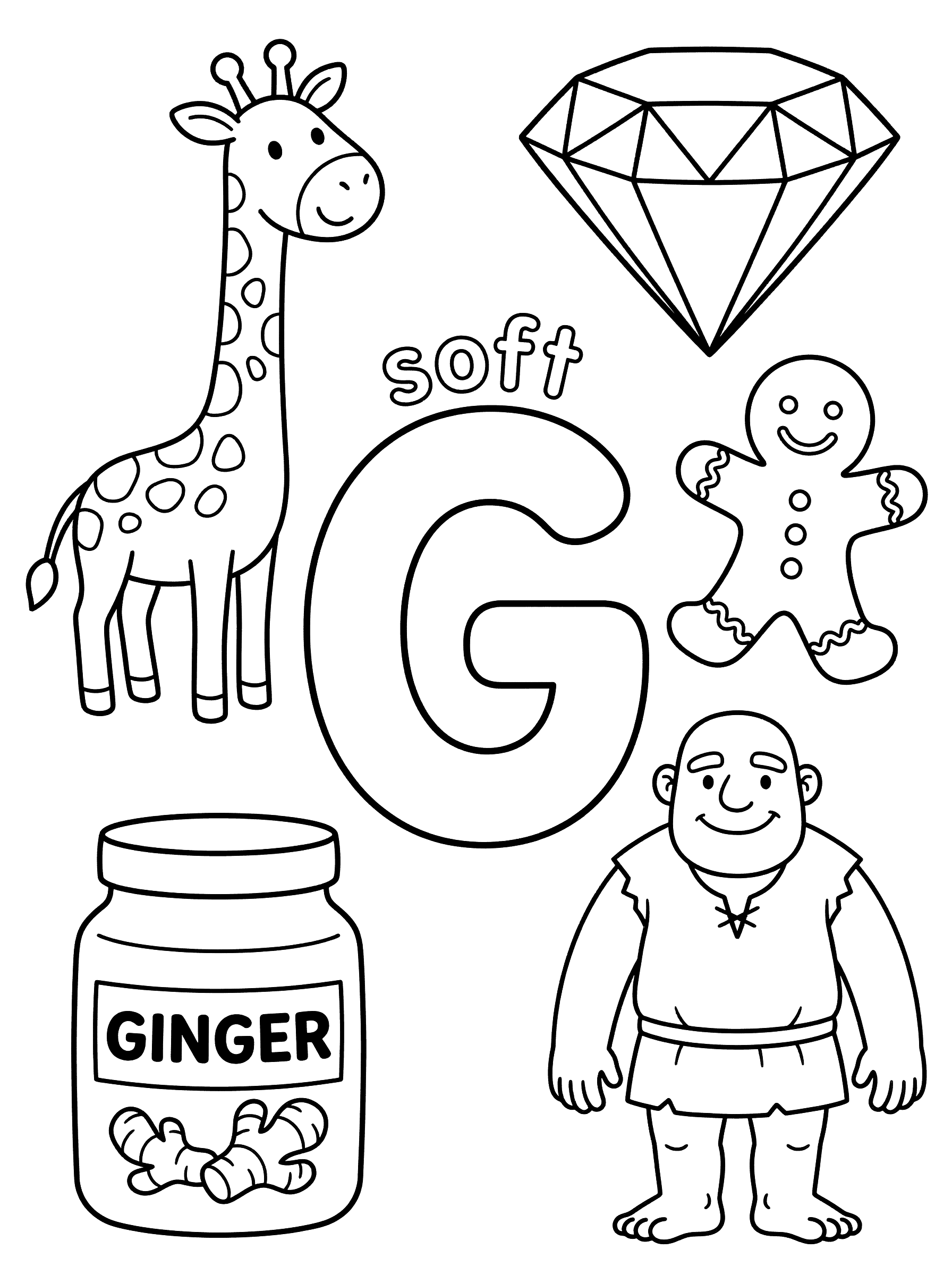 Letter G Soft Sound Learning Coloring Page