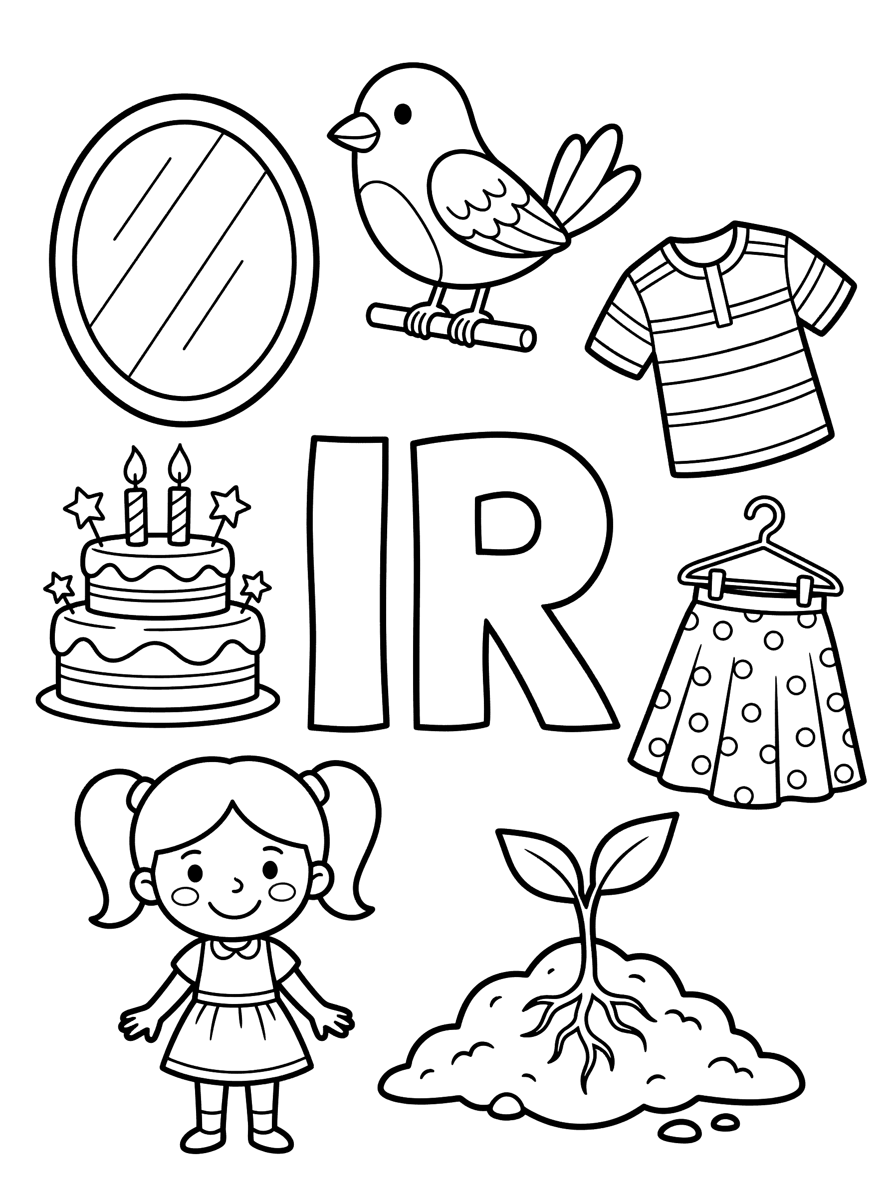 Letter IR Sound Recognition Coloring Page