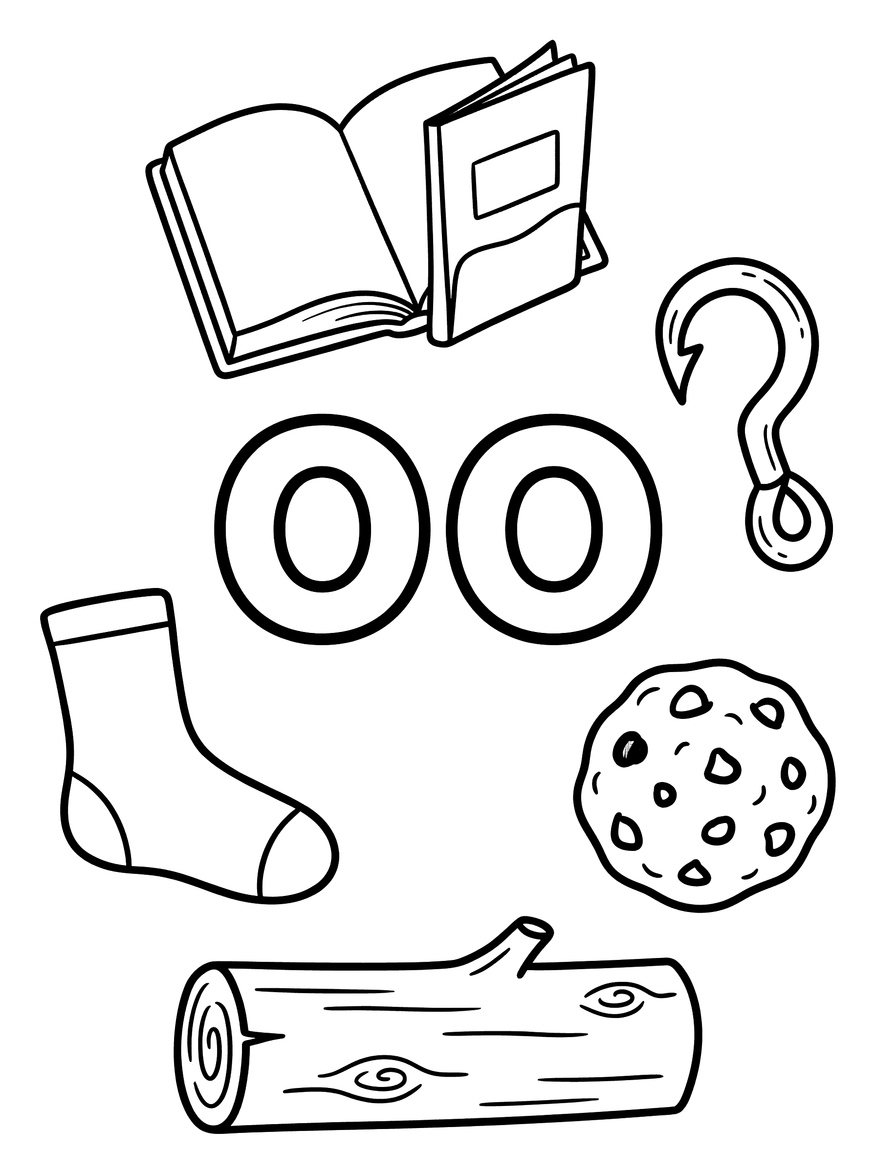 Letter OO Short Sound Phonics Coloring Page