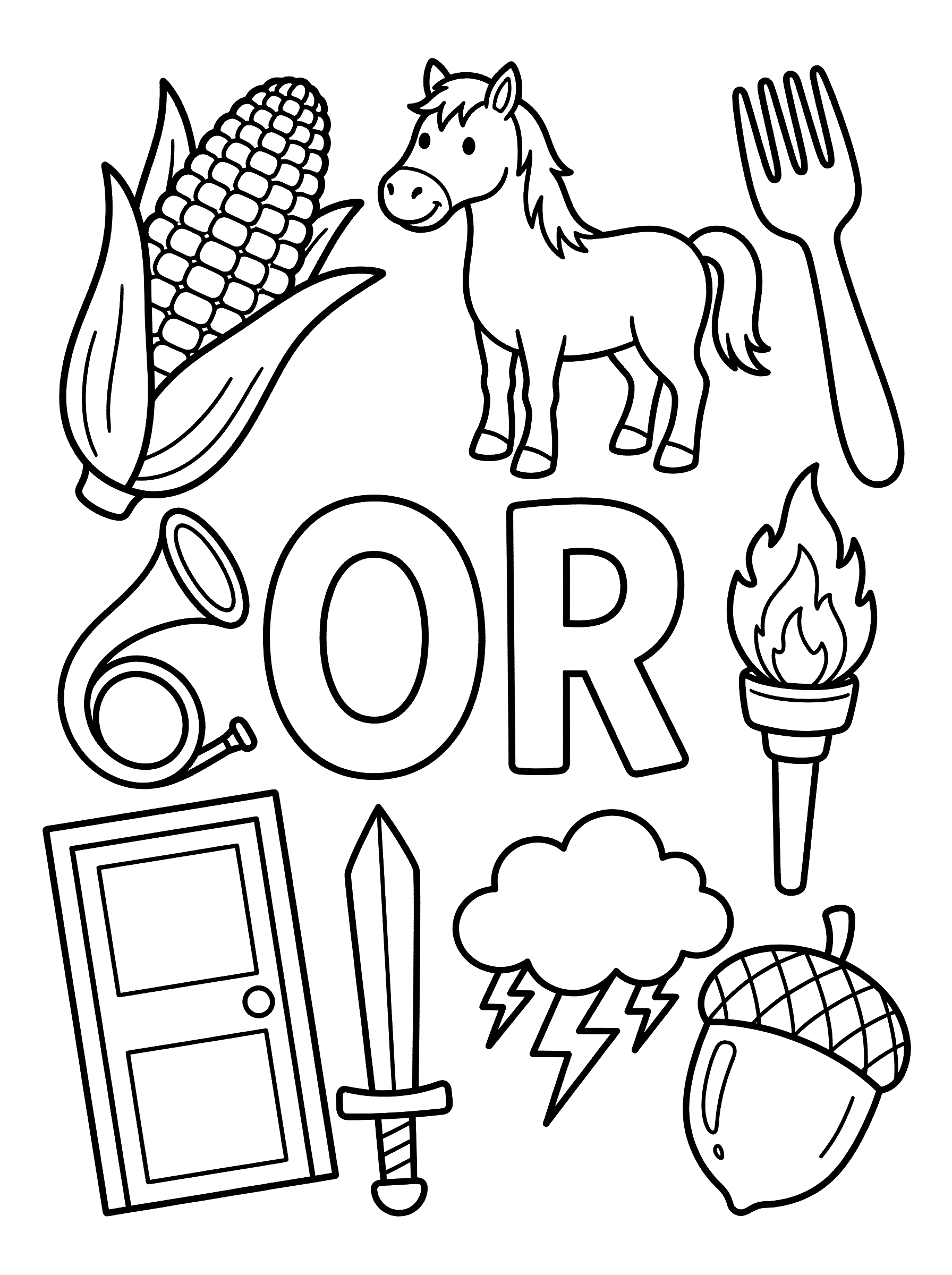 Letter OR Sound Recognition Coloring Page