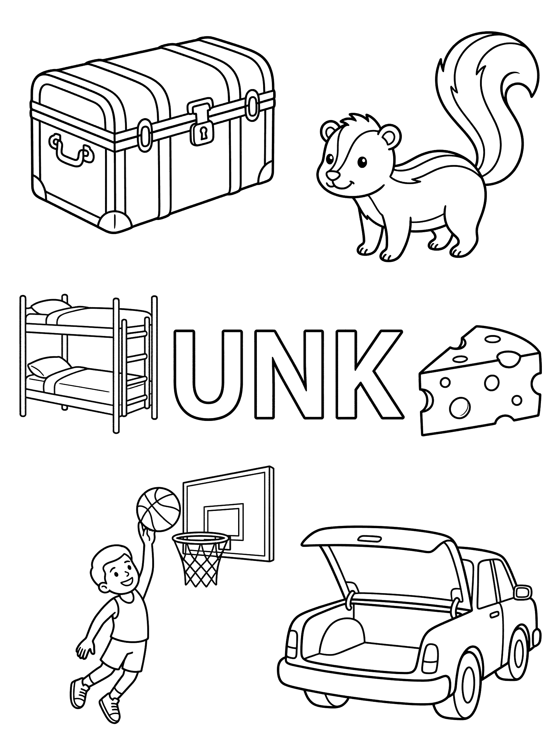 Letter UNK Word Family Learning Coloring Page