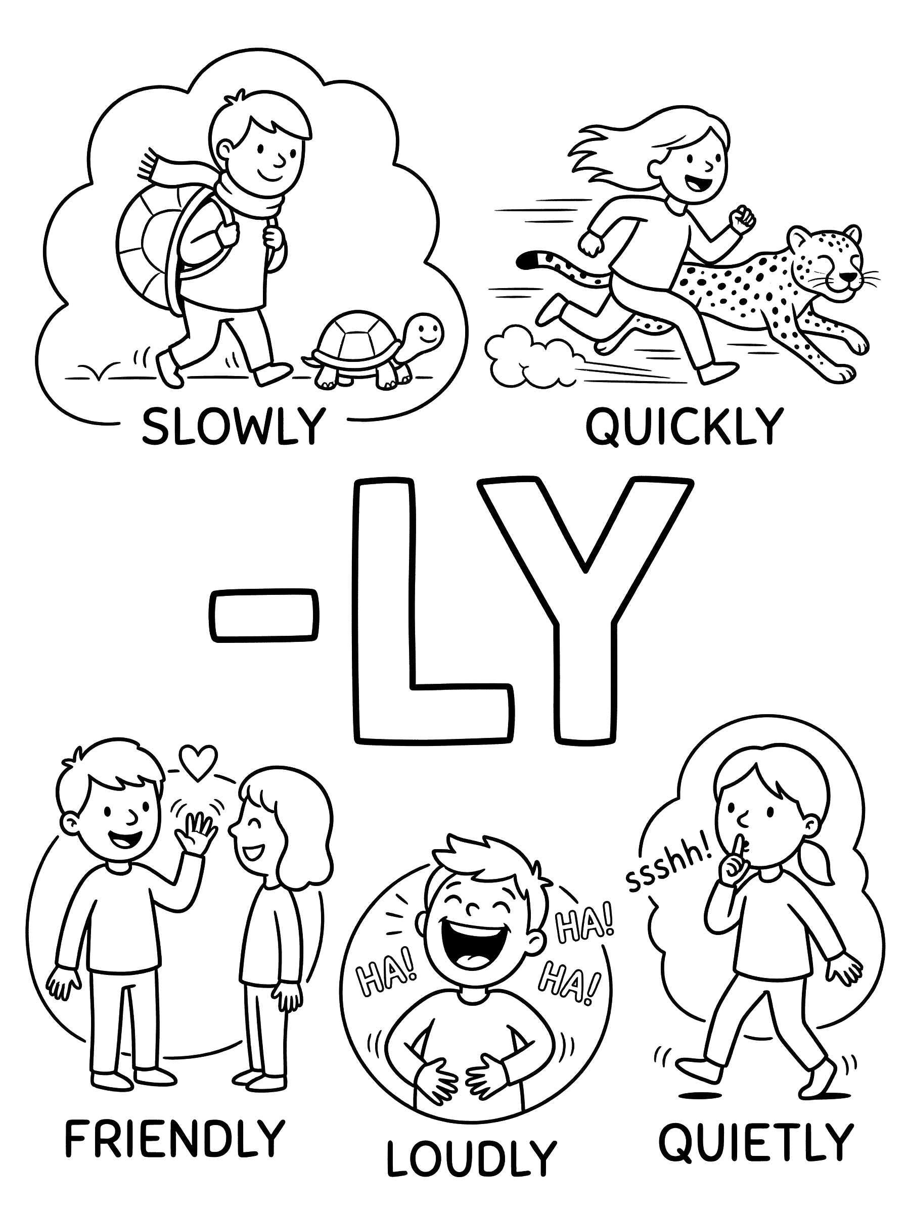 Suffix -LY Learning Activity Coloring Page